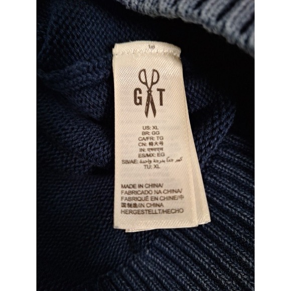 Goodthreads Cotton Dusty Blue Mock Neck Knit Sweater 1/4 Zip Men Size XL - Picture 6 of 7